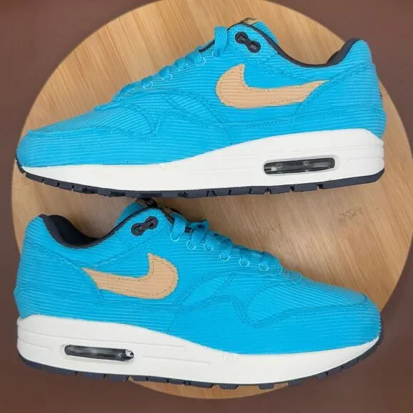 Nike Air Max 1 PRM Corduroy Baltic Blue/Sail White Men’s size 8